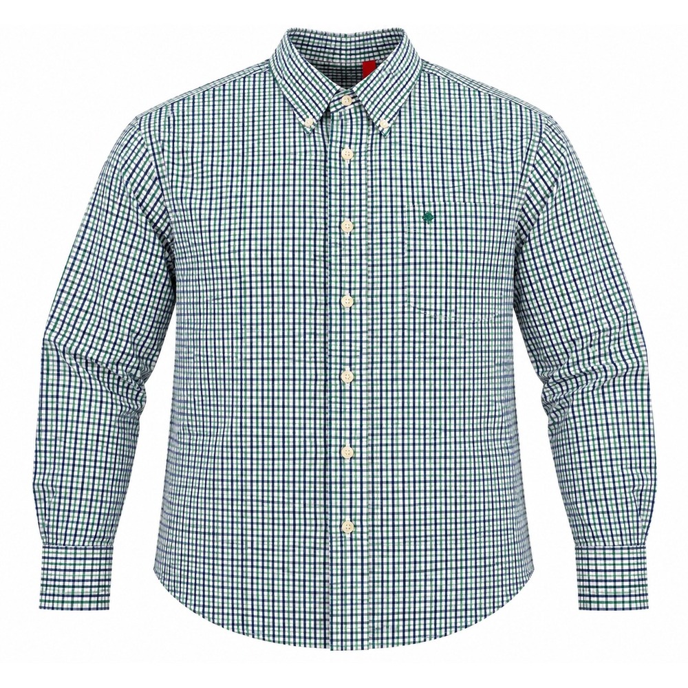 IZOD Mens XXL Verdant Green Gingham Check Button Down Shirt Basix Cotton NWT